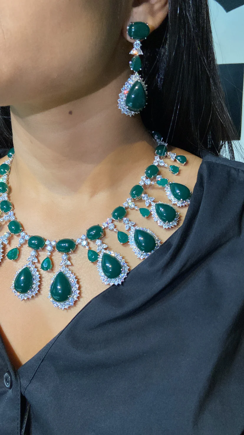 Festive Madison Coloured Diamond Necklace with Earrings - Image 4