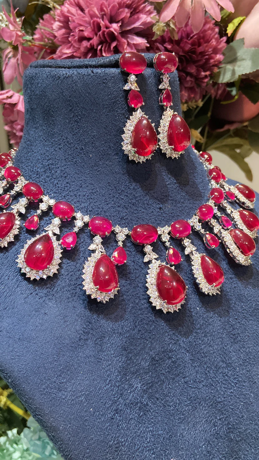 Festive Madison Coloured Diamond Necklace with Earrings - Image 5