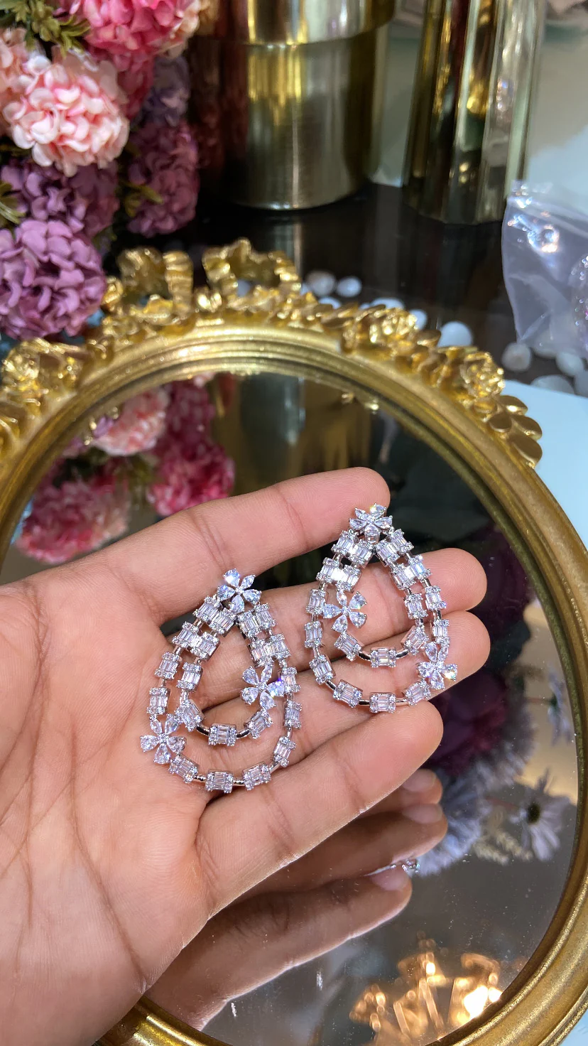 Floral cluster cocktail earrings π - Image 2