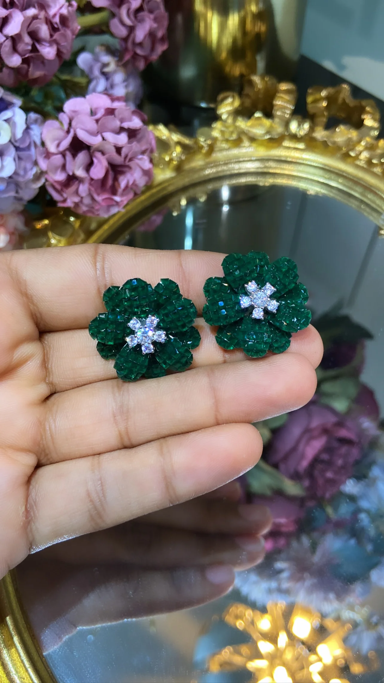 Flower Earrings (invisible setting) - Image 3
