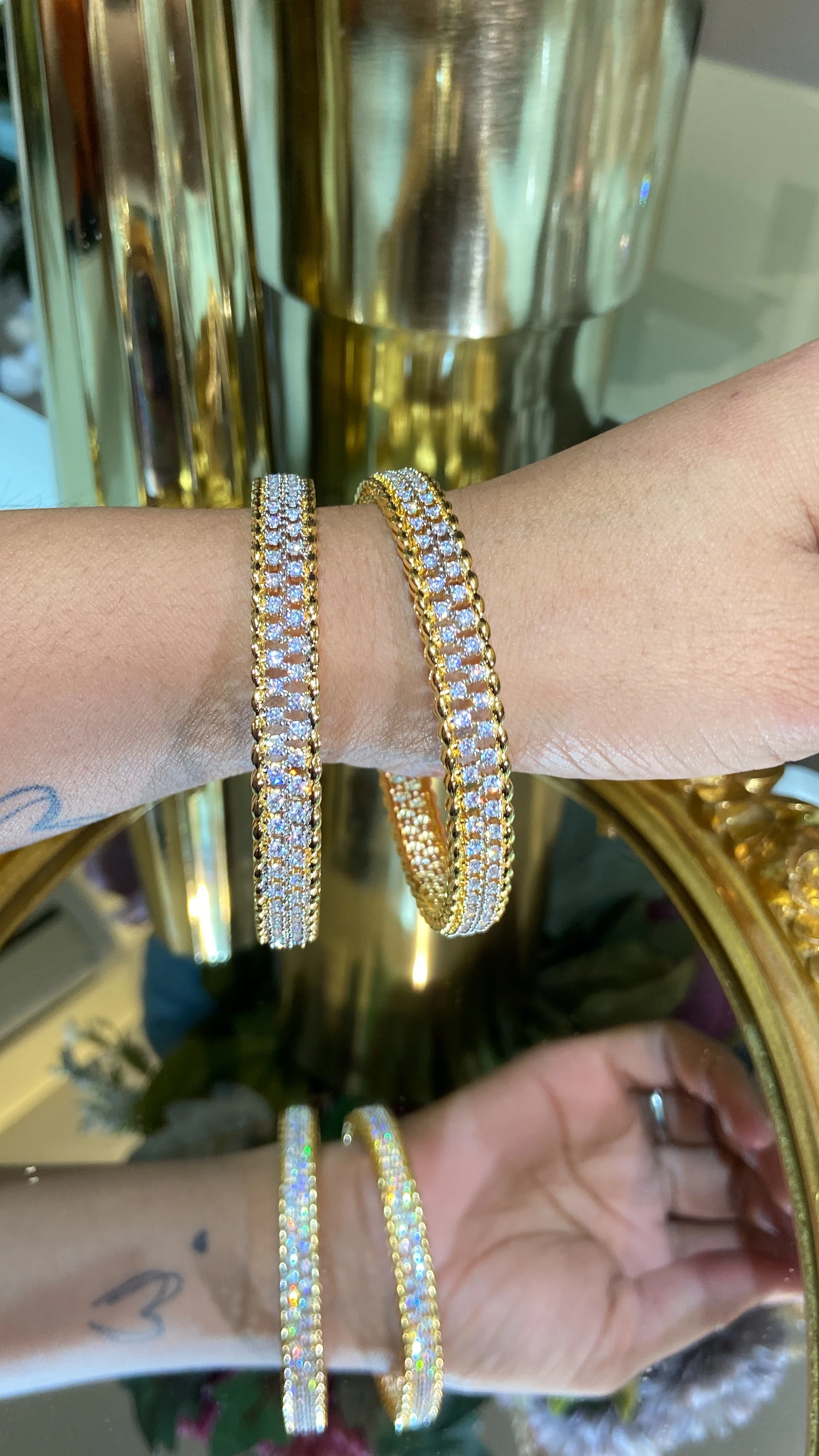 GOLD STAR DIAMOND BANGLES (WITHOUT LOCK) - Image 3