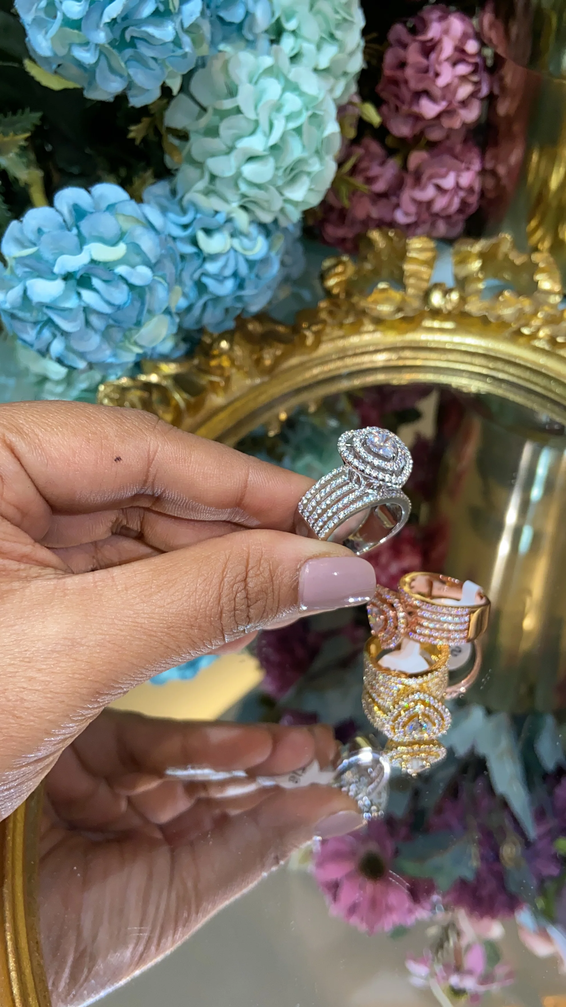 Festive Heart cocktail Solitaire liner Ring 💙 - Image 5