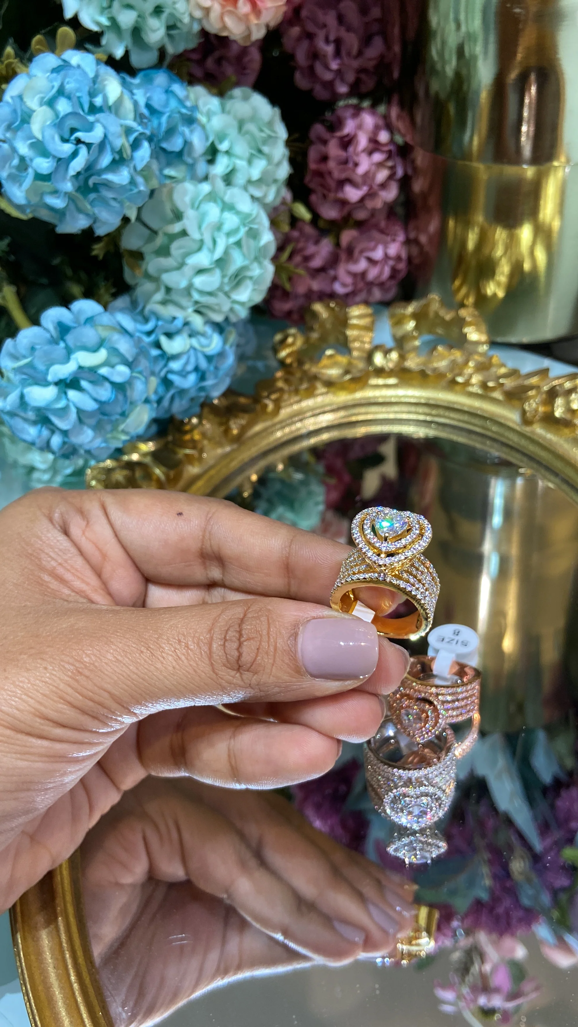 Festive Heart cocktail Solitaire liner Ring 💙 - Image 7