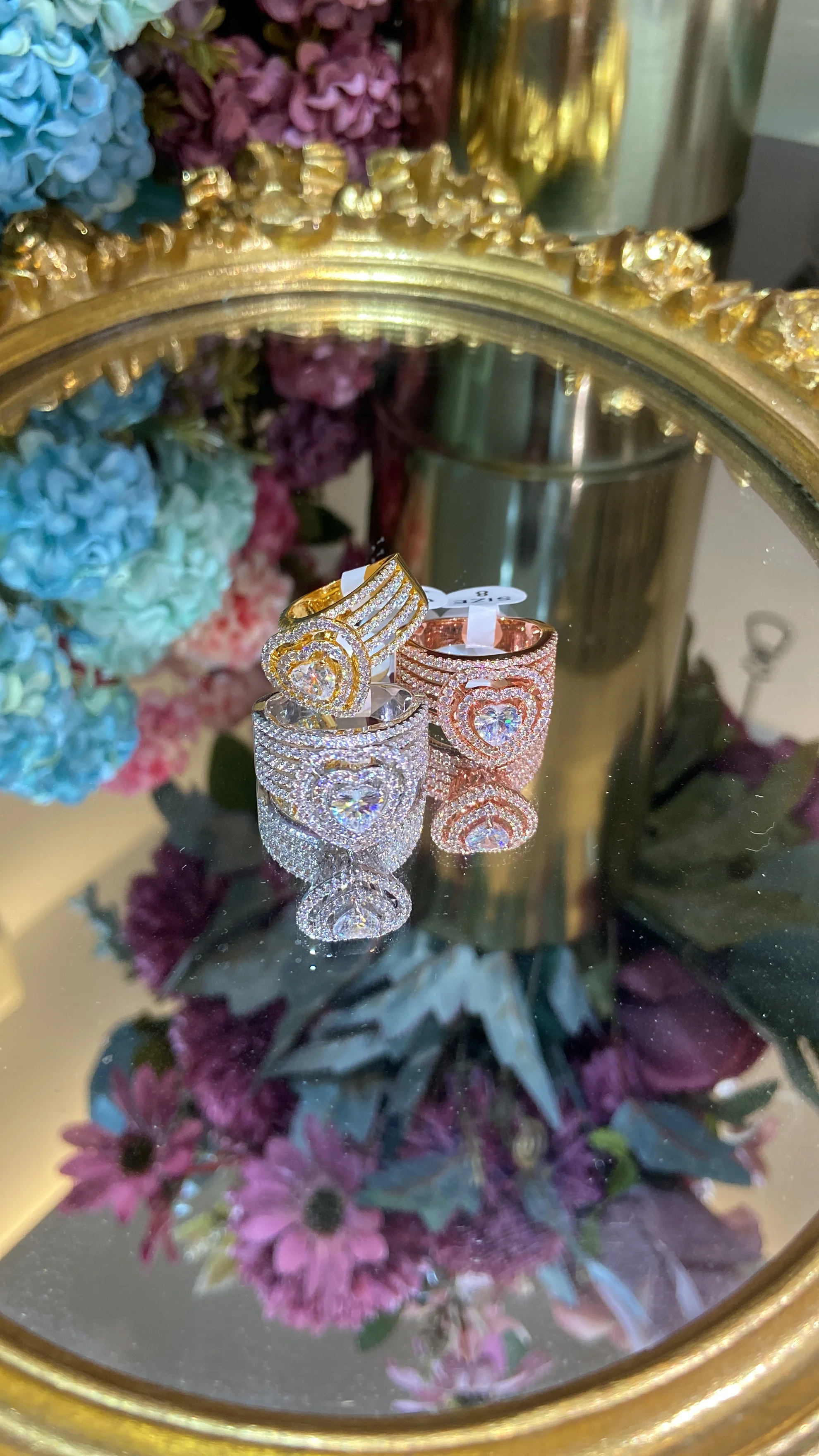 Festive Heart cocktail Solitaire liner Ring 💙 - Image 8