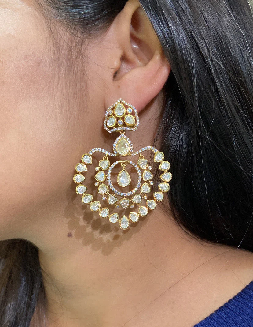 HEART MOISSANITE POLKI CHANDBALI