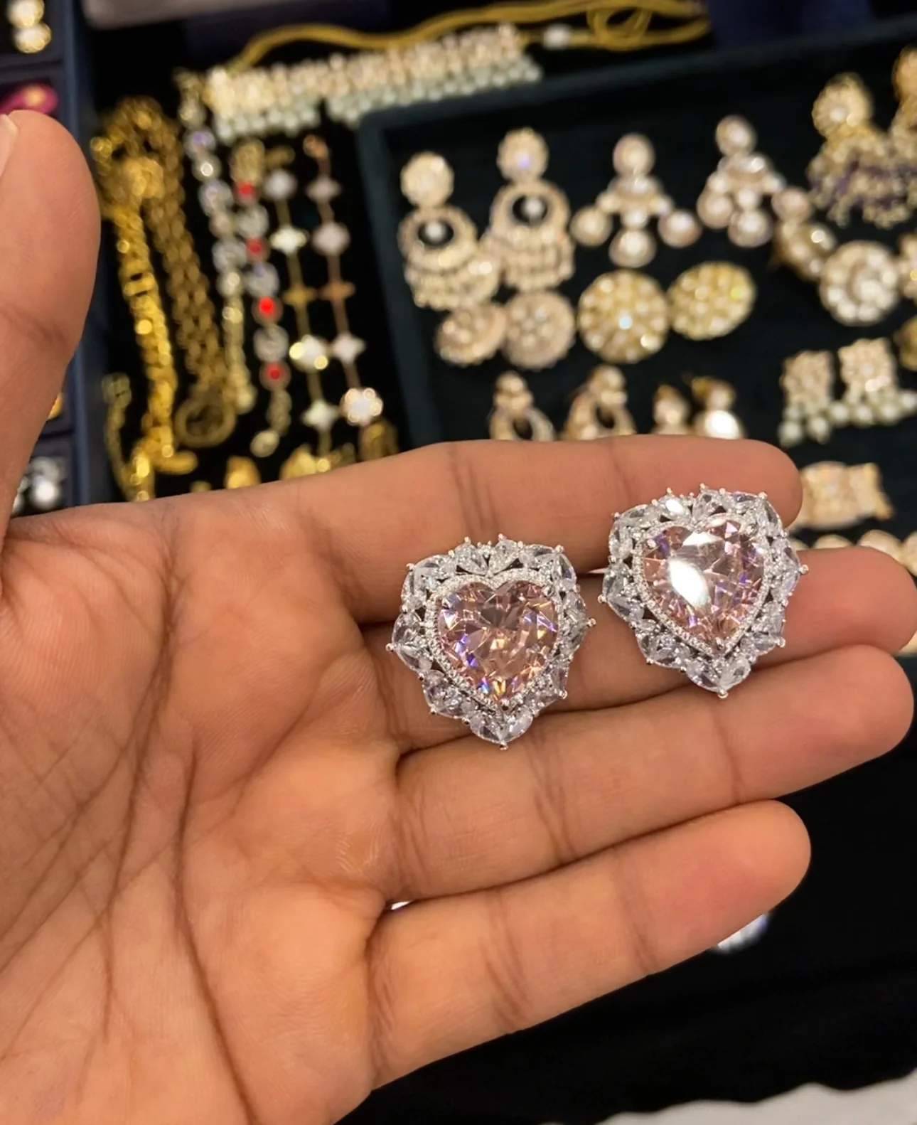 Heart Statement Earrings - Image 2
