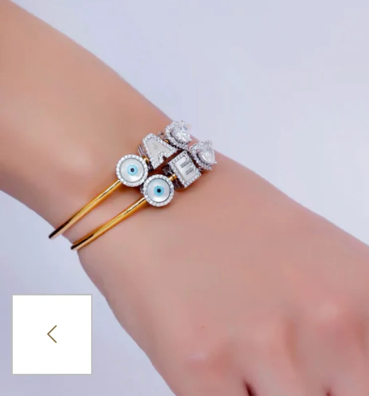 Initial Bracelet with Heart & Evil Eye - Image 2