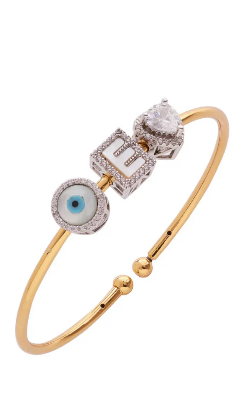 Initial Bracelet with Heart & Evil Eye - Image 5