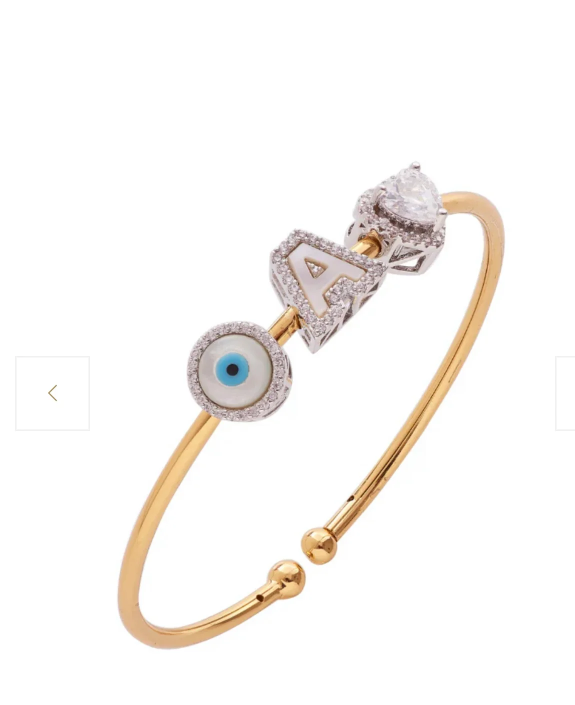 Initial Bracelet with Heart & Evil Eye - Image 6