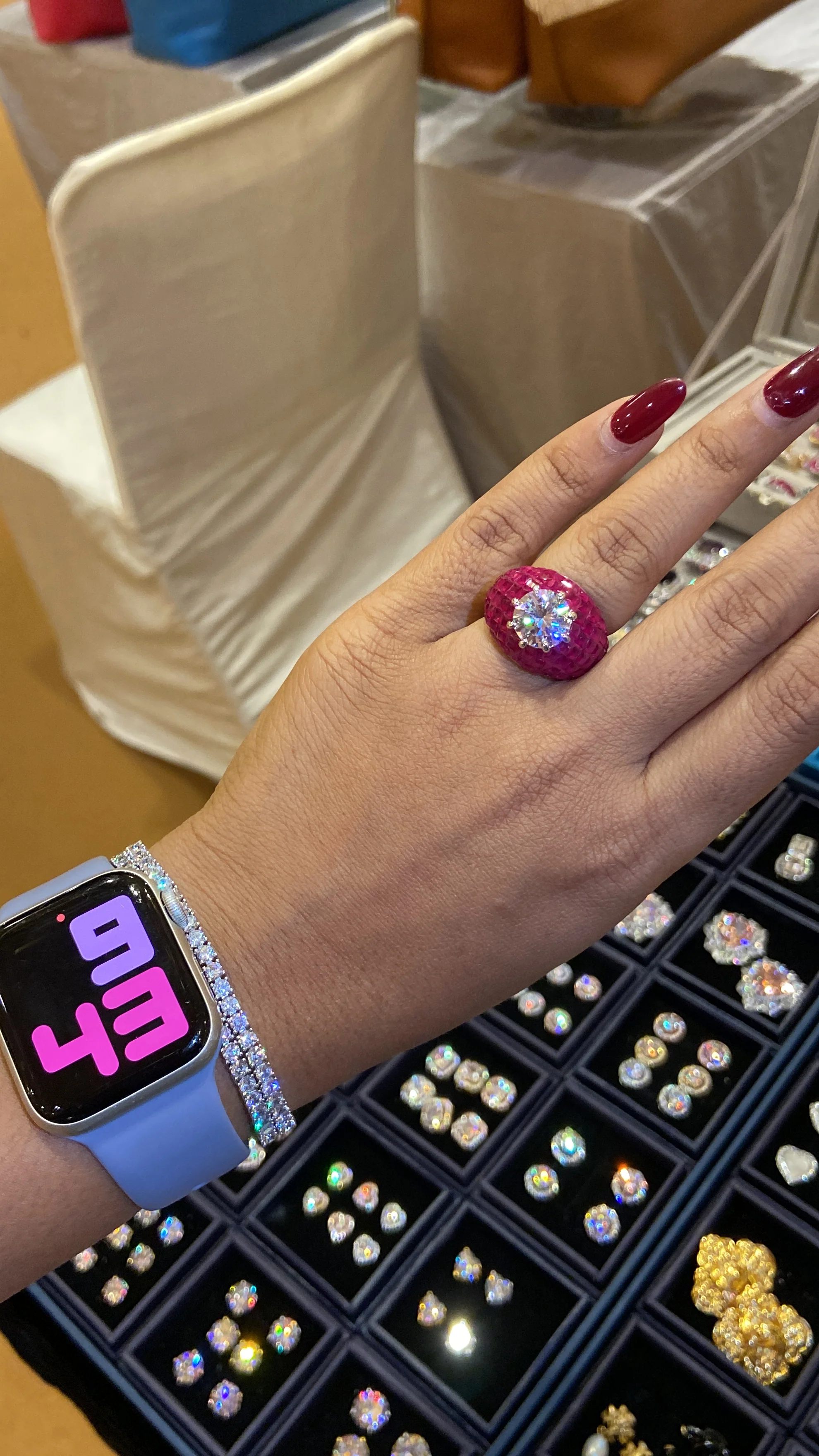 Invisible setting cocktail colour rings (Adjustable) 🩶 - Image 6