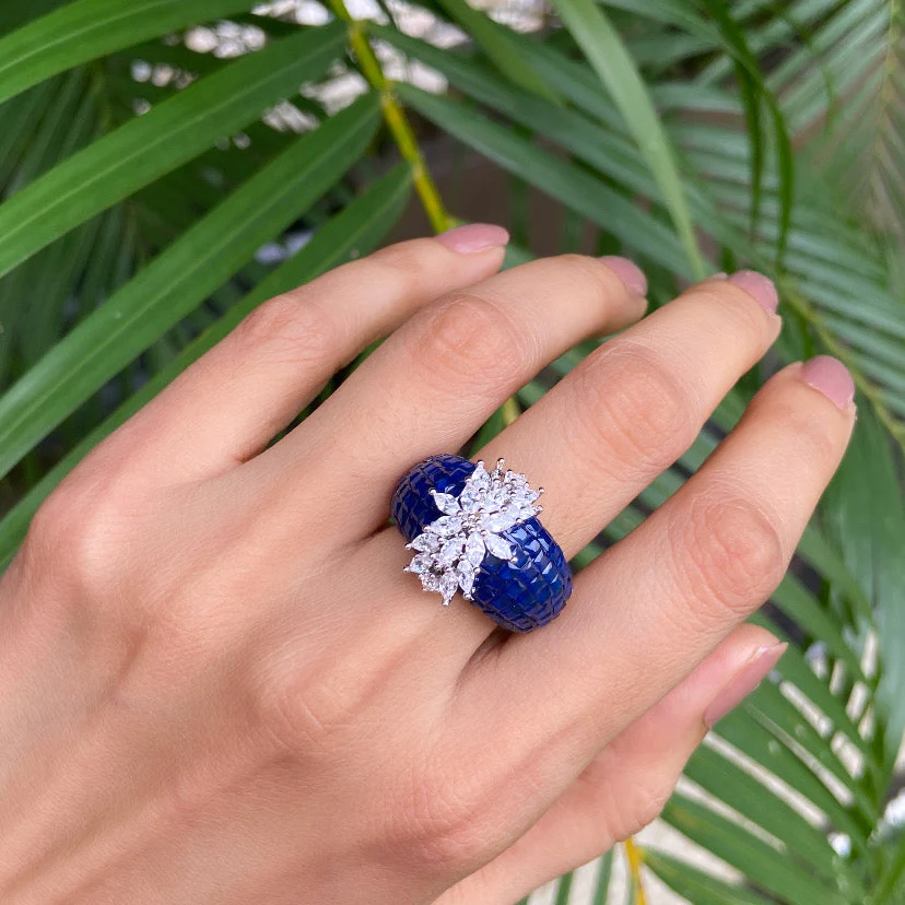Invisible setting marquise colour rings (Adjustable) 🩶