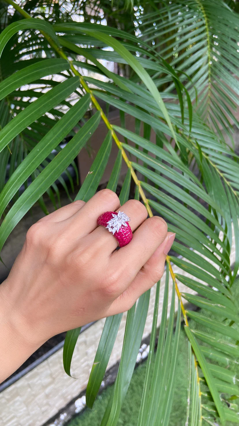 Invisible setting marquise colour rings (Adjustable) 🩶 - Image 3