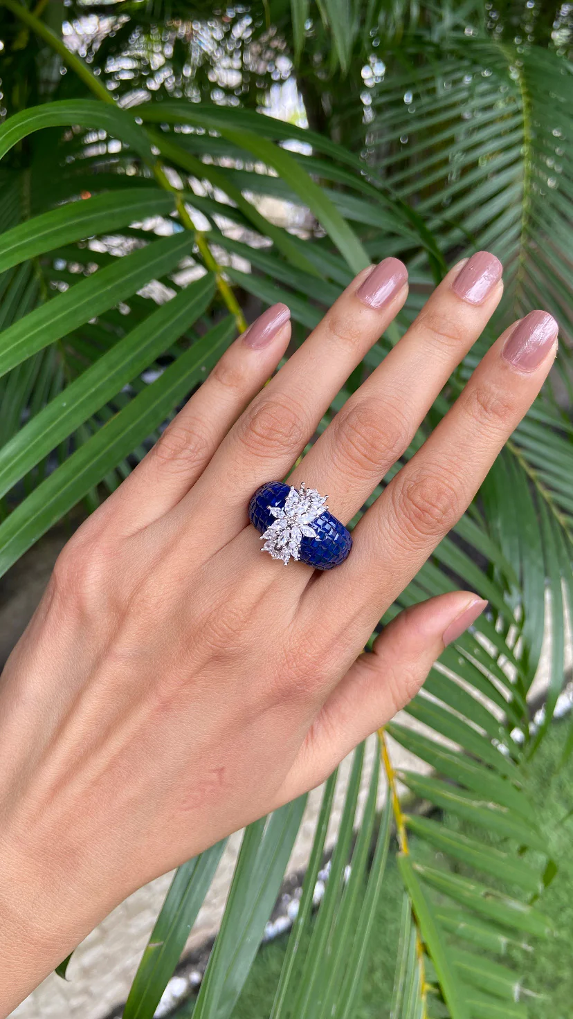 Invisible setting marquise colour rings (Adjustable) 🩶 - Image 4