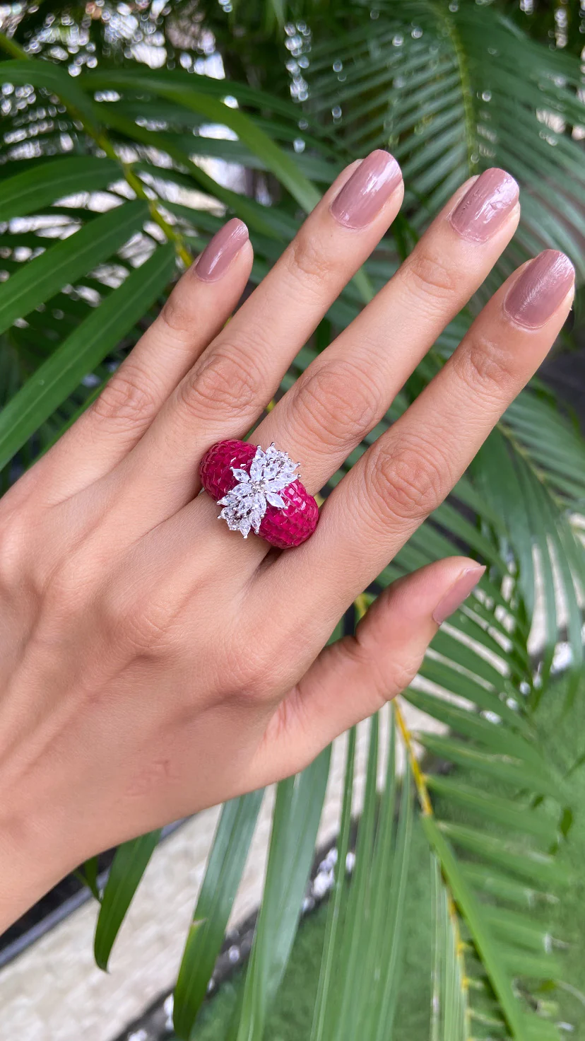 Invisible setting marquise colour rings (Adjustable) 🩶 - Image 5