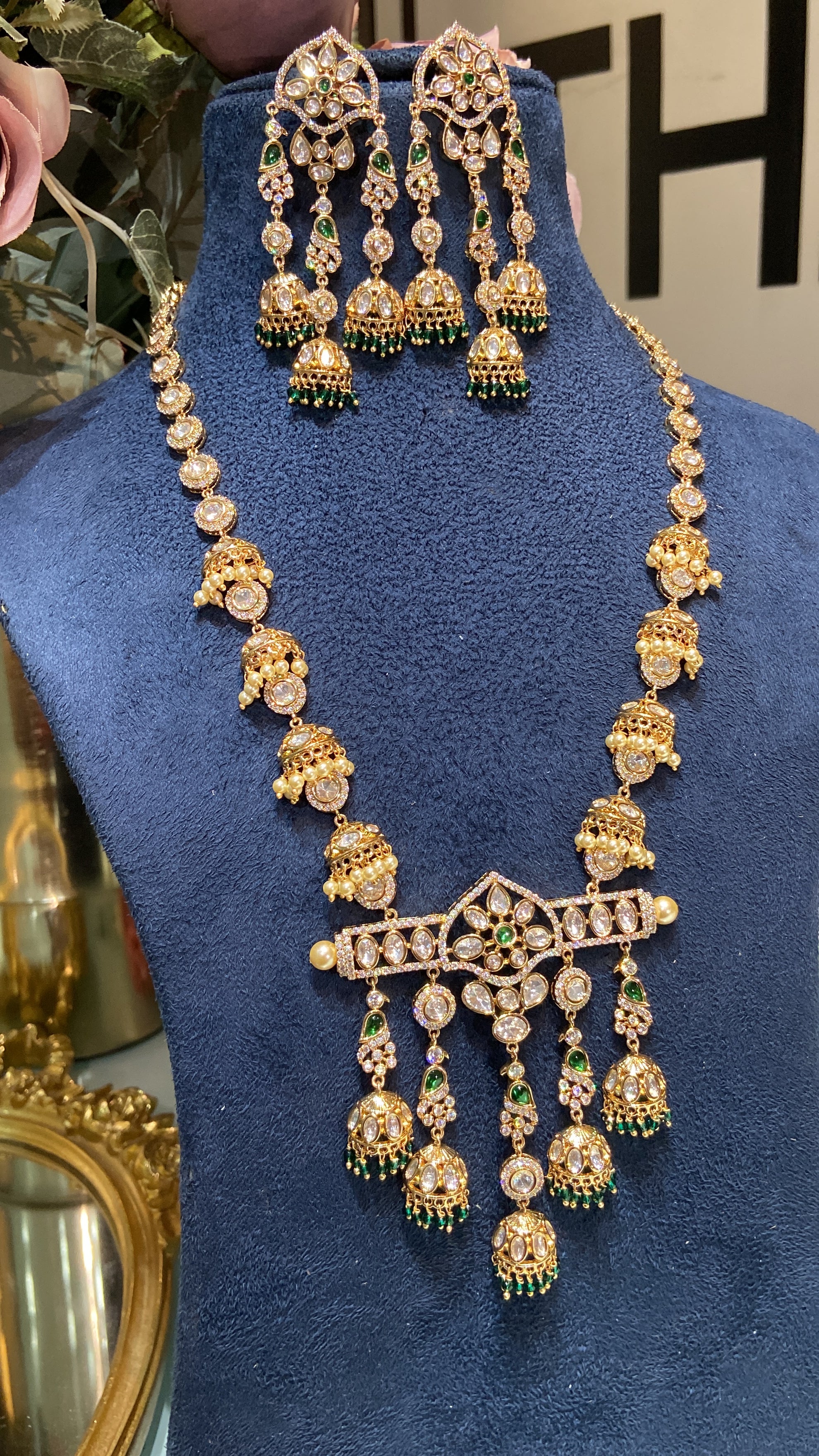 Long polki necklace set - Image 3