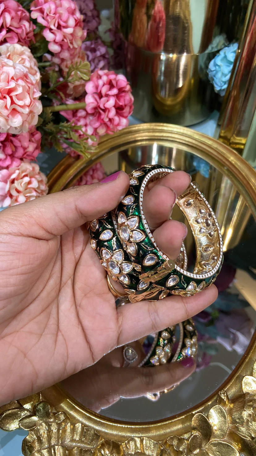 Maharani meenakari Polki Kada- Pair (OPENABLE) - Image 2