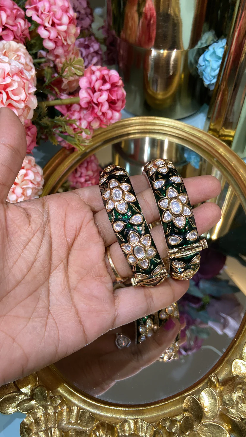 Maharani meenakari Polki Kada- Pair (OPENABLE) - Image 3