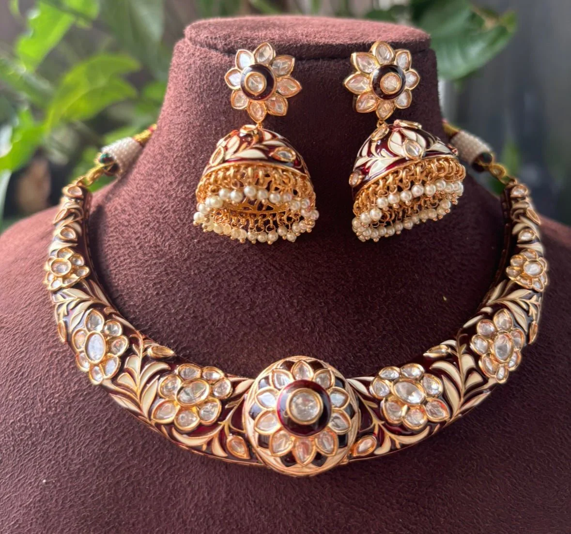 Festive Meenakari Hasli + Jhumki 🤎 - Image 5
