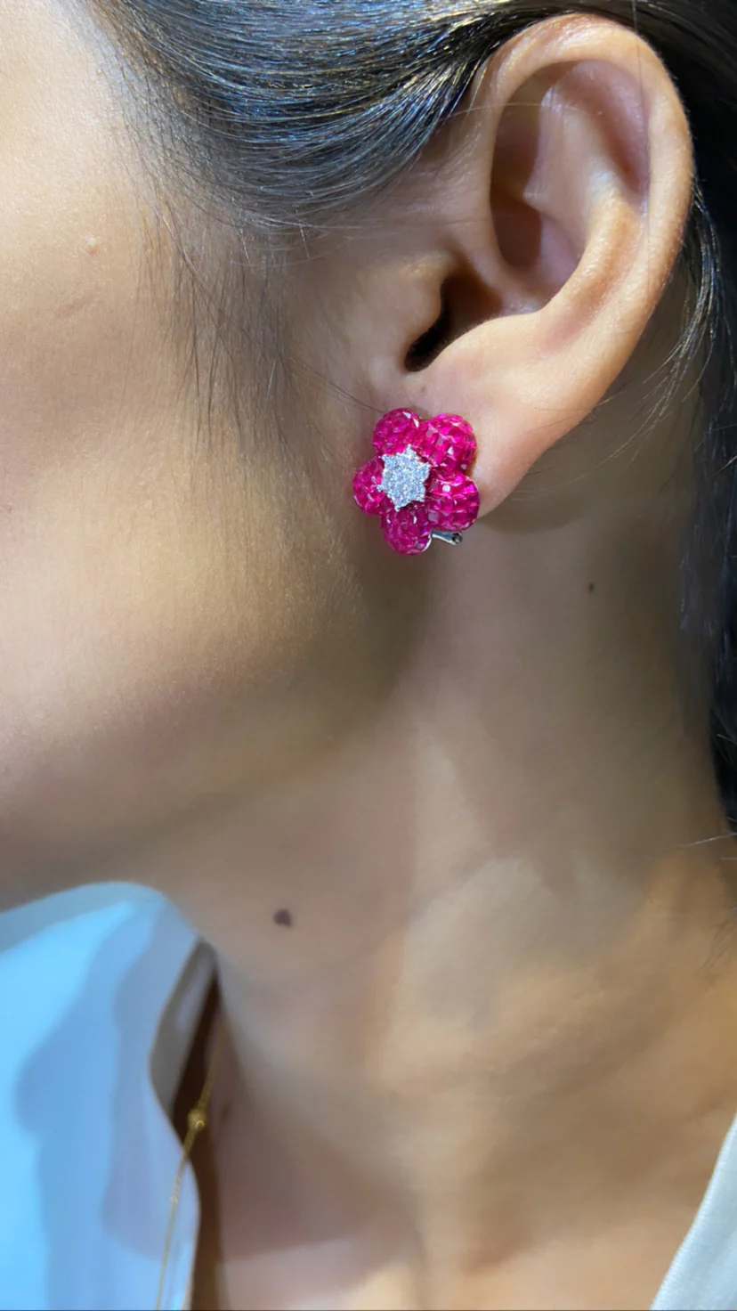 Mini Flower Earrings (invisible setting) - Image 2