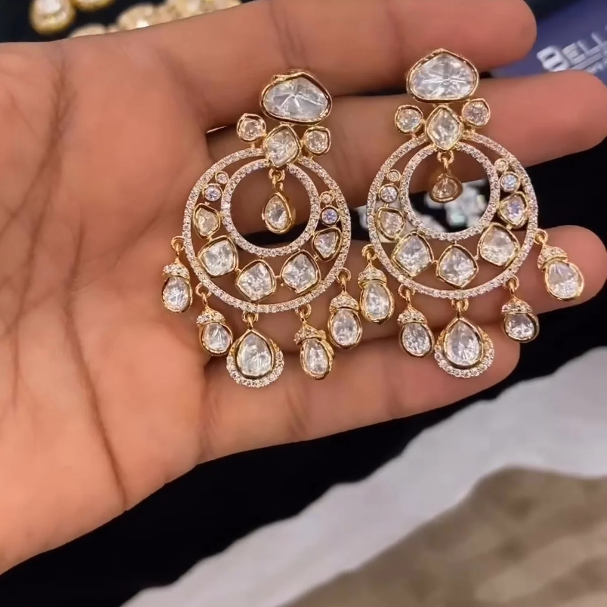 Festive Mini Moissanite Polki Chandbali (Screwback) π«°π»