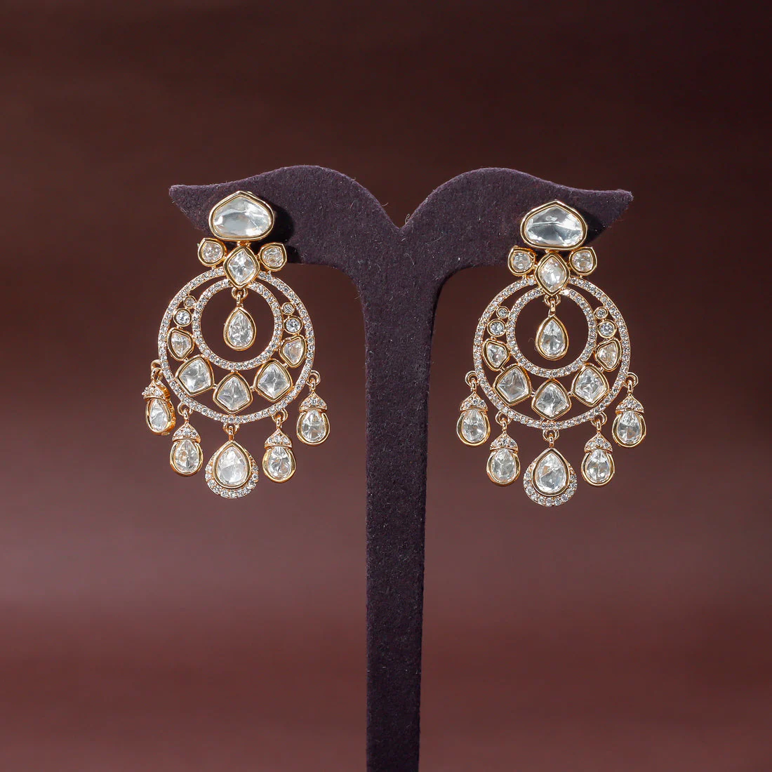 Festive Mini Moissanite Polki Chandbali (Screwback) π«°π» - Image 3