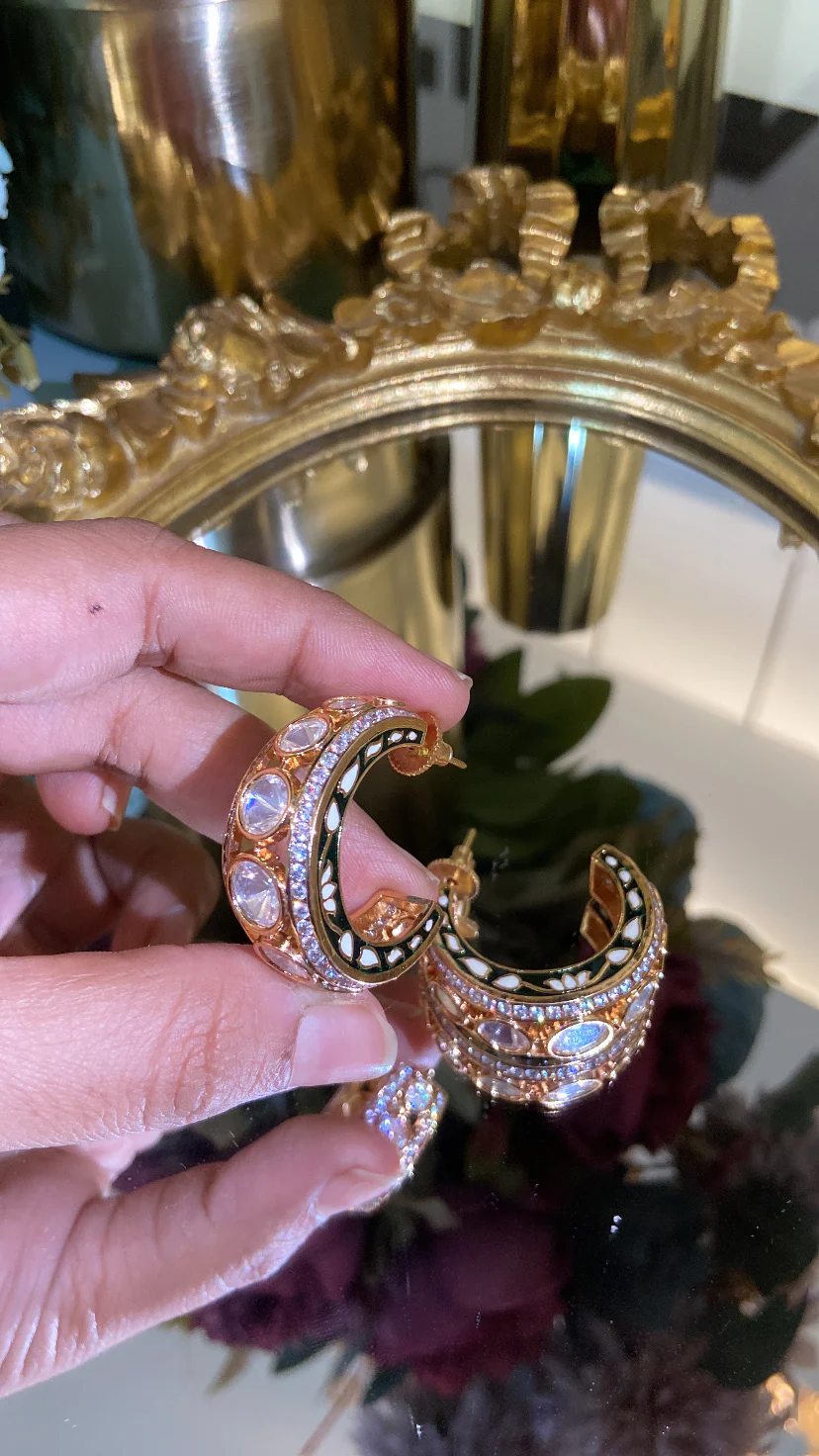 Mysha Moissanite Polki Hoops - Image 2