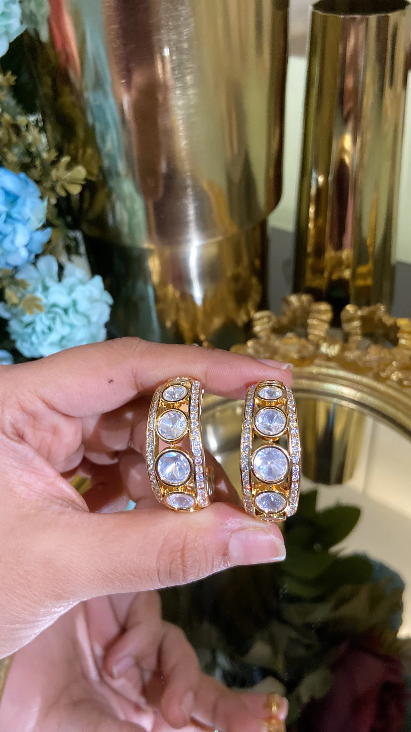 Mysha Moissanite Polki Hoops - Image 3