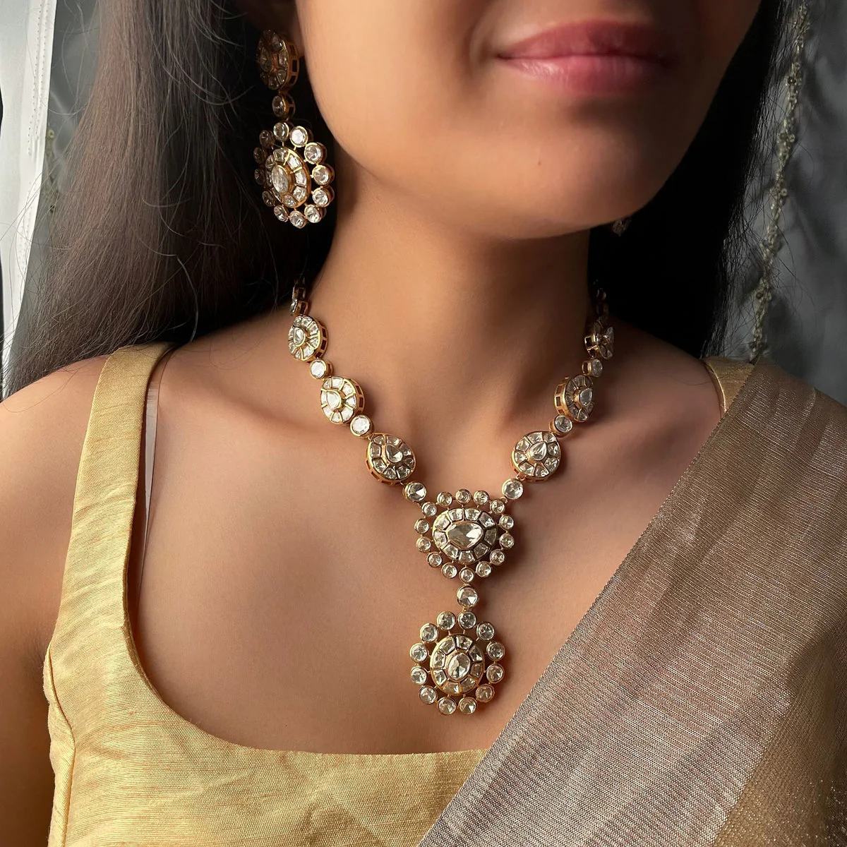 PRERNA MOISSANITE POLKI NECKLACE SET - Image 4