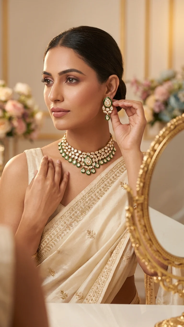 PRERNA MOISSANITE POLKI NECKLACE SET - Image 6