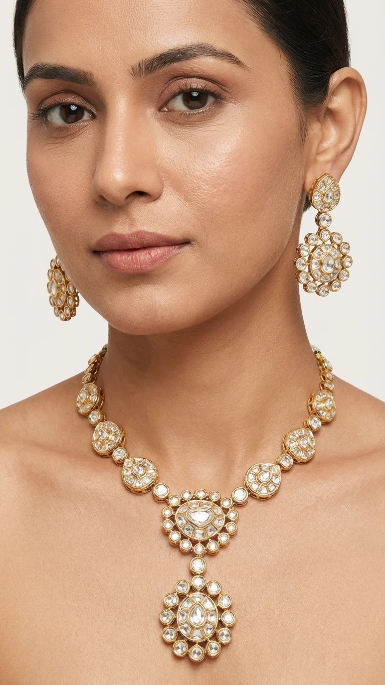 PRERNA MOISSANITE POLKI NECKLACE SET - Image 9