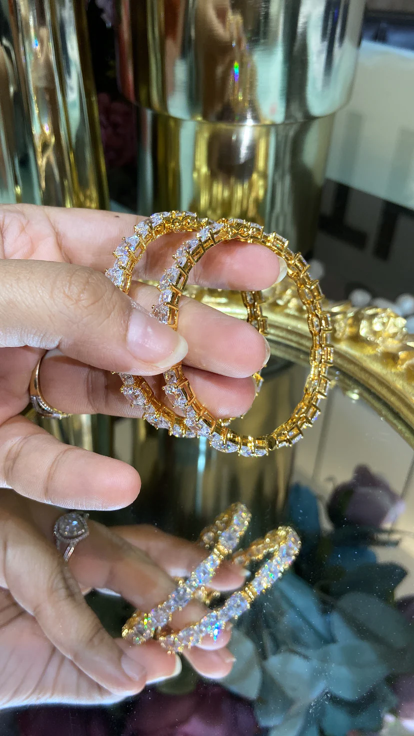PRINCESS CUT DIAMOND BANGLES (OPENABLE) PAIR - Image 5