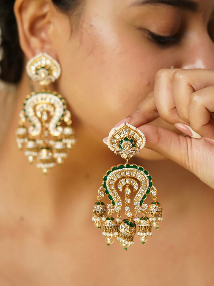RAVYA LAYERED MOISSANITE POLKI JHUMKIS CHANDBALI - Image 2