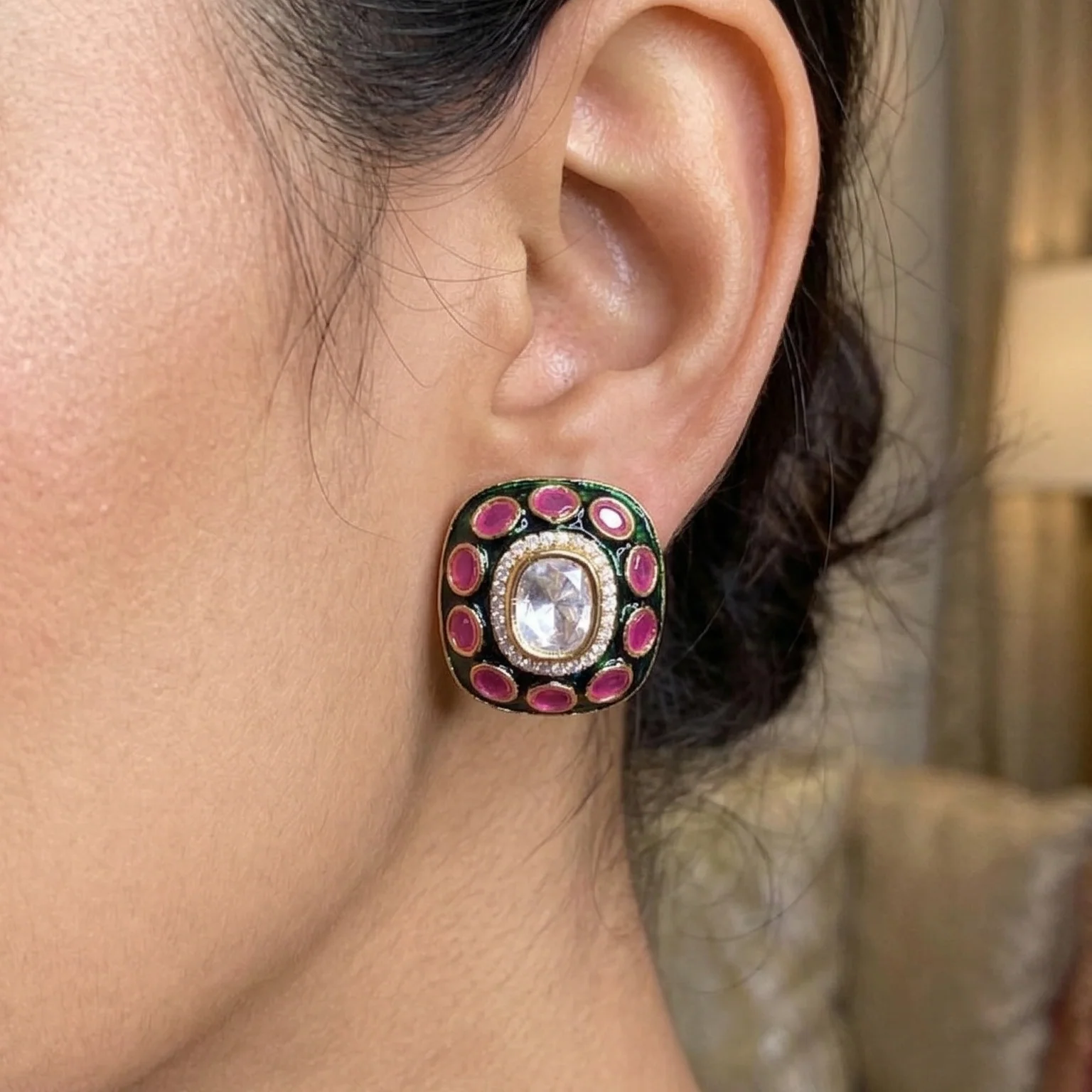 Ruby-Enamel Studs - Image 2