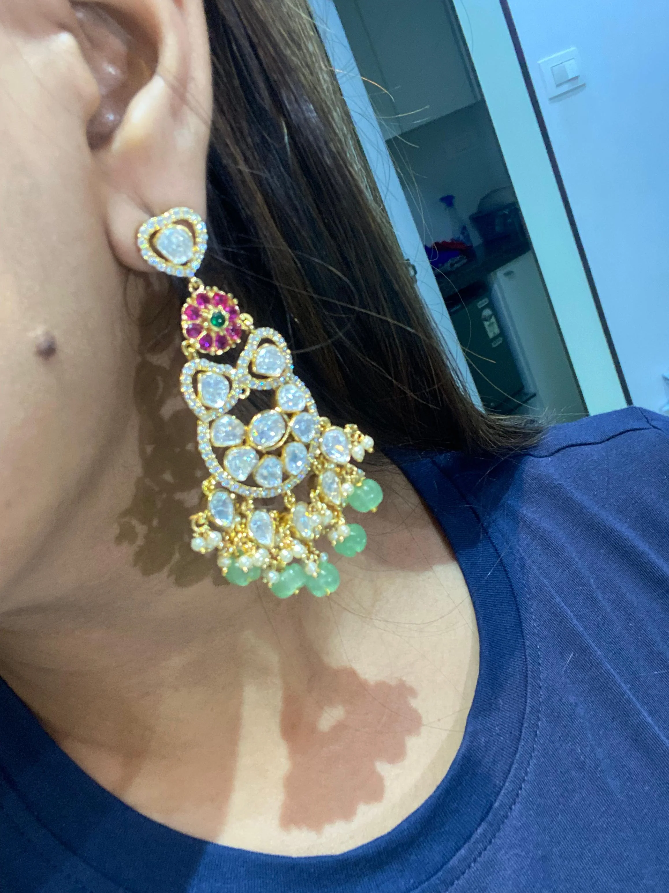 Sharara Moissanite Polki Earrings π«°π» - Image 3
