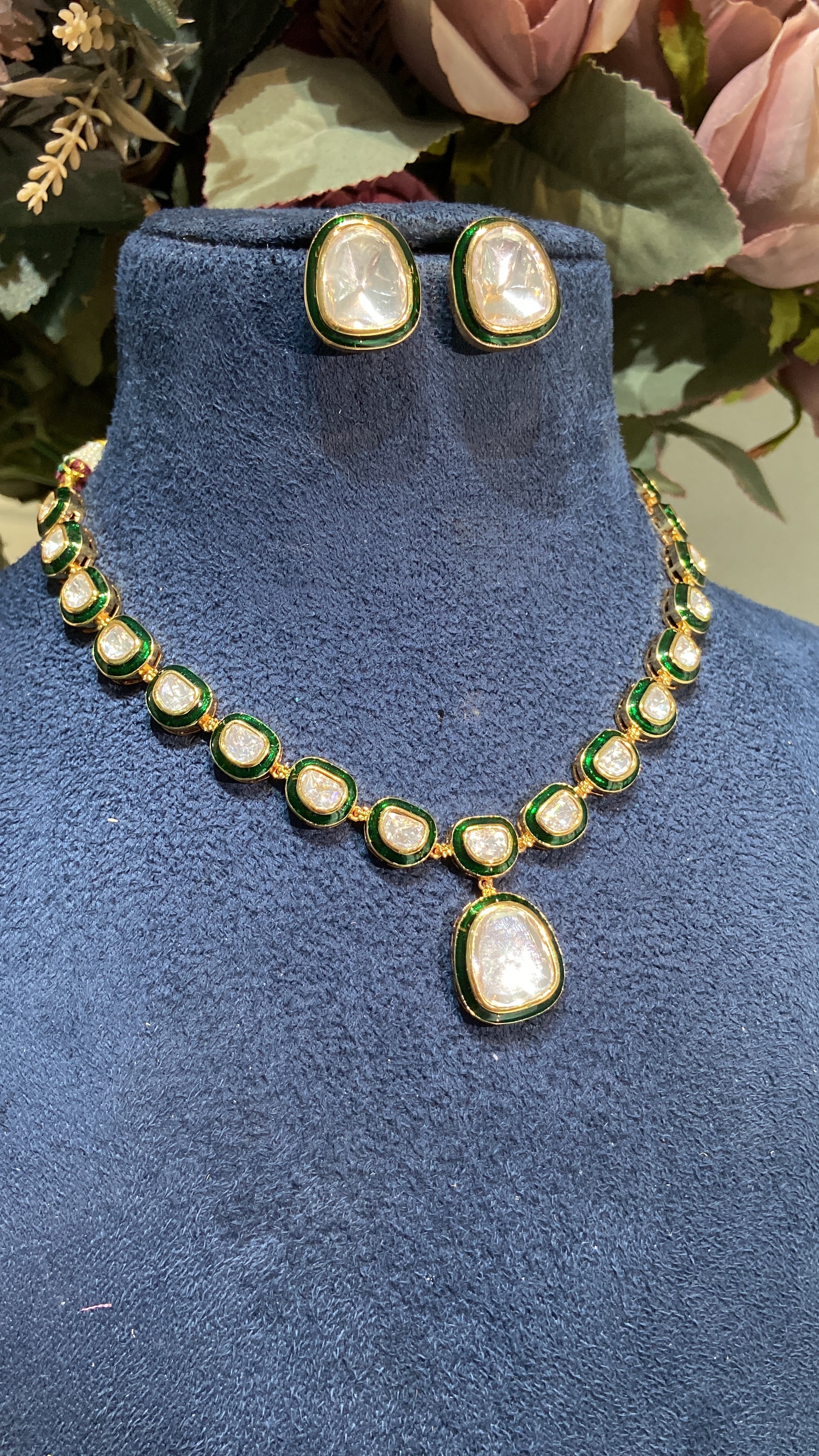 SINGLE LINE DROP MEENAKARI NECKLACE SET - Image 2