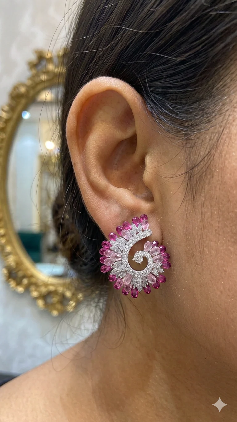 Sparkle Spiral Earrings - Image 3