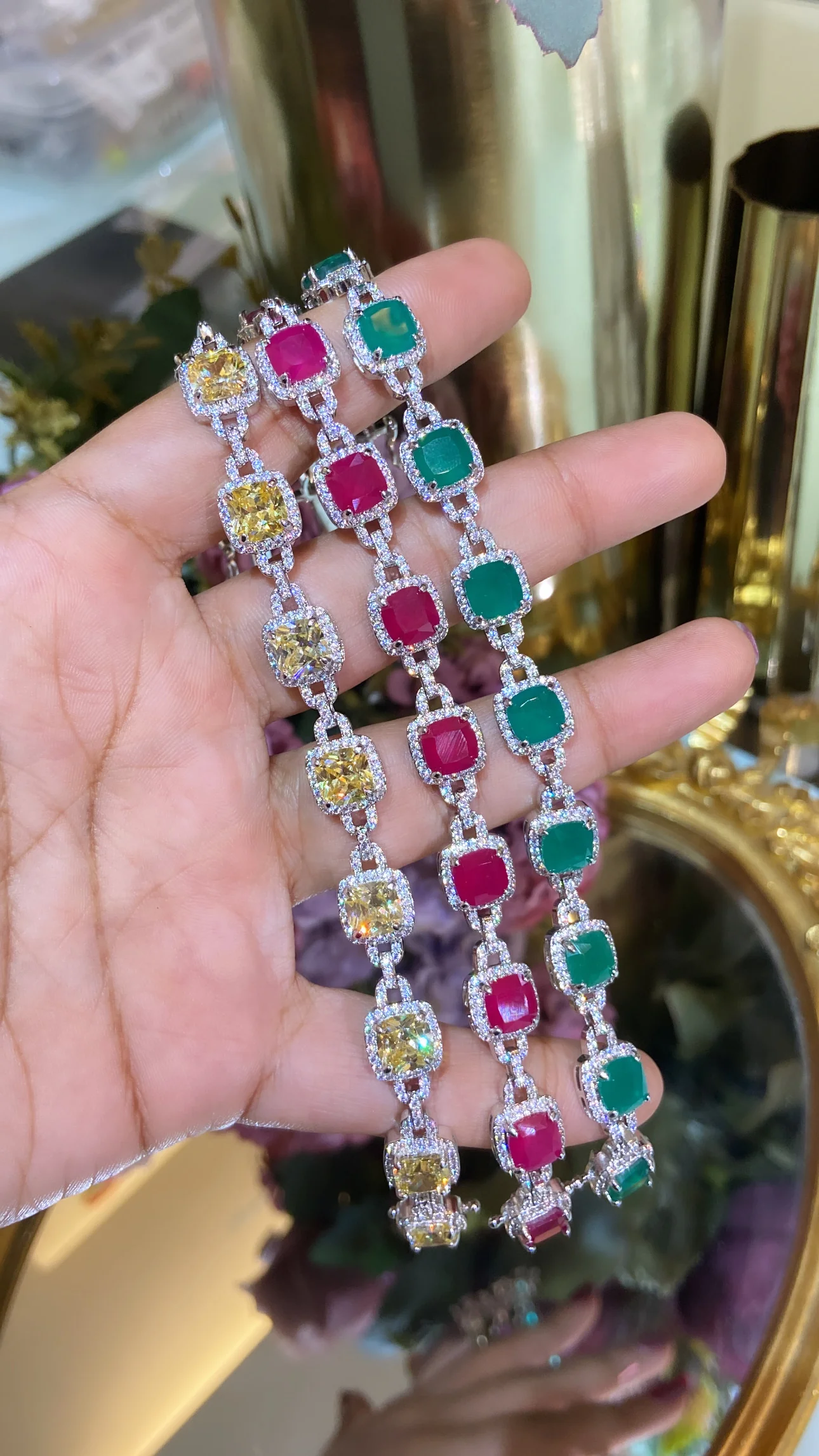 Square Linked Tennis Bracelet - Image 2