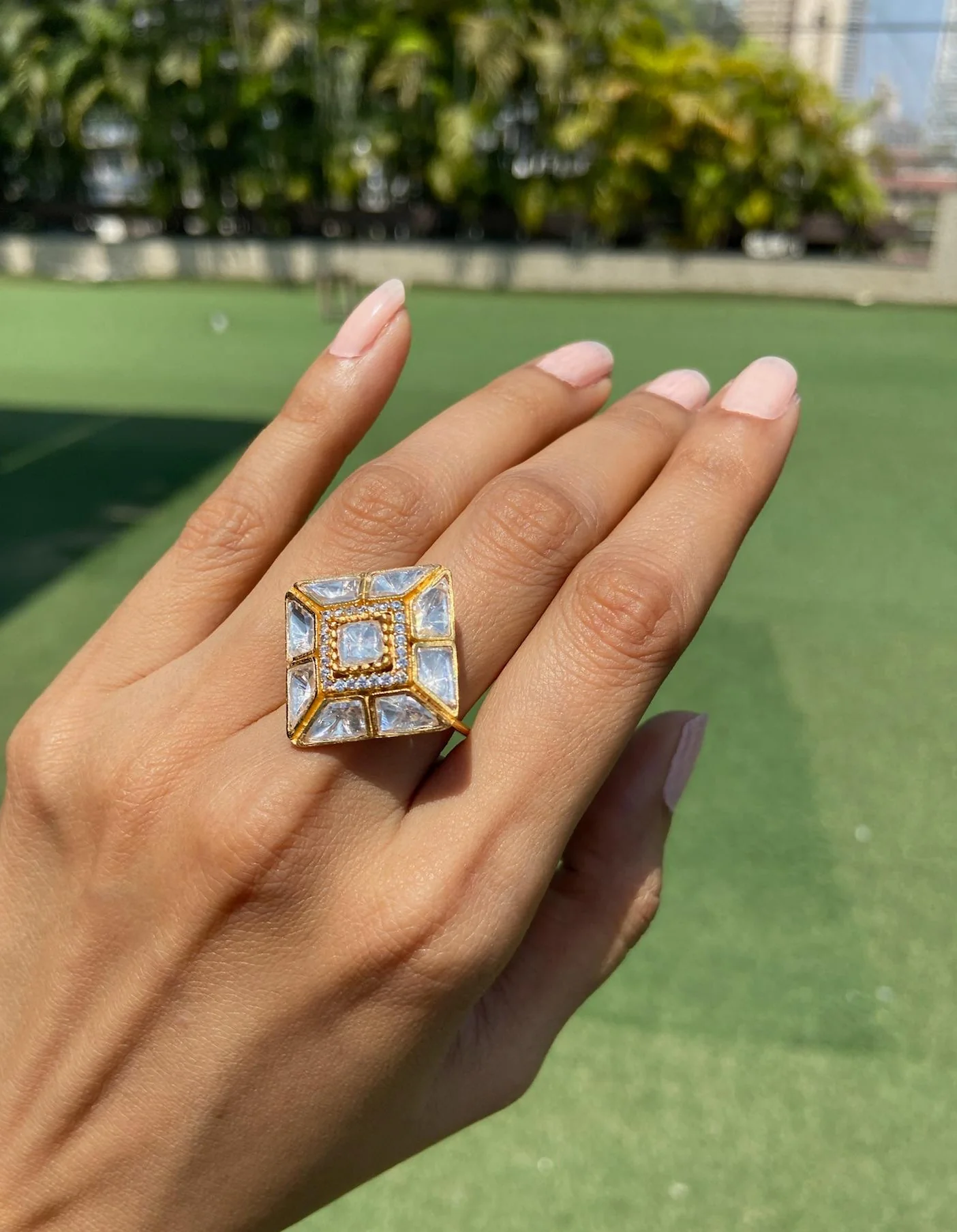 Square Polki Ring
