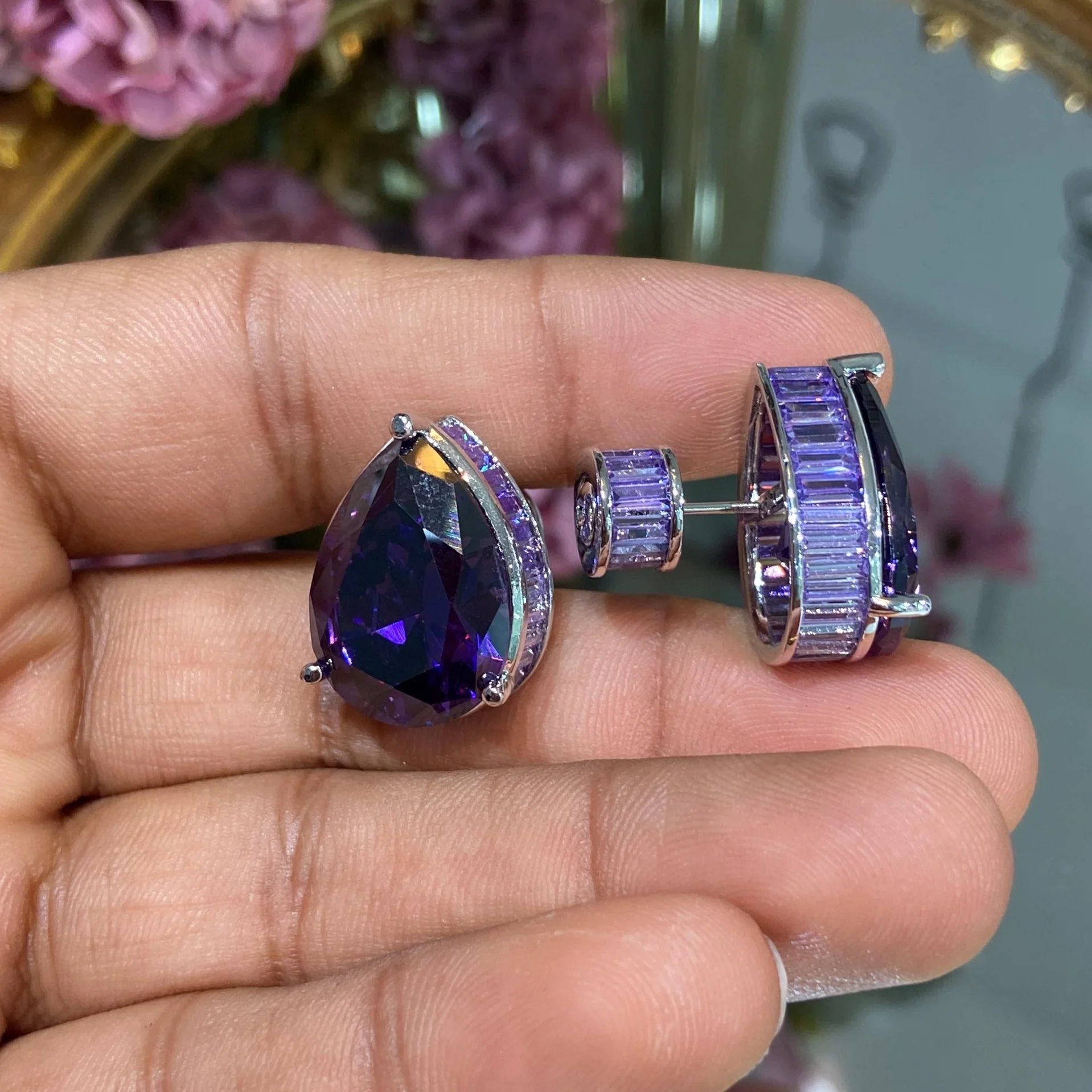 Tear Drop Dual colour studs - Image 2
