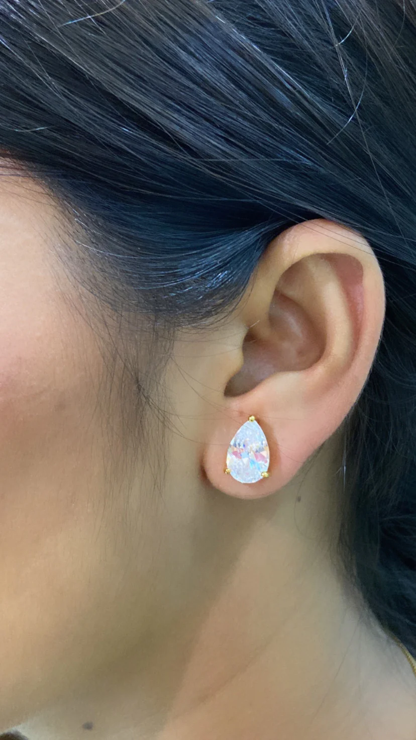 Tear drop pear solitaire earrings - Image 3