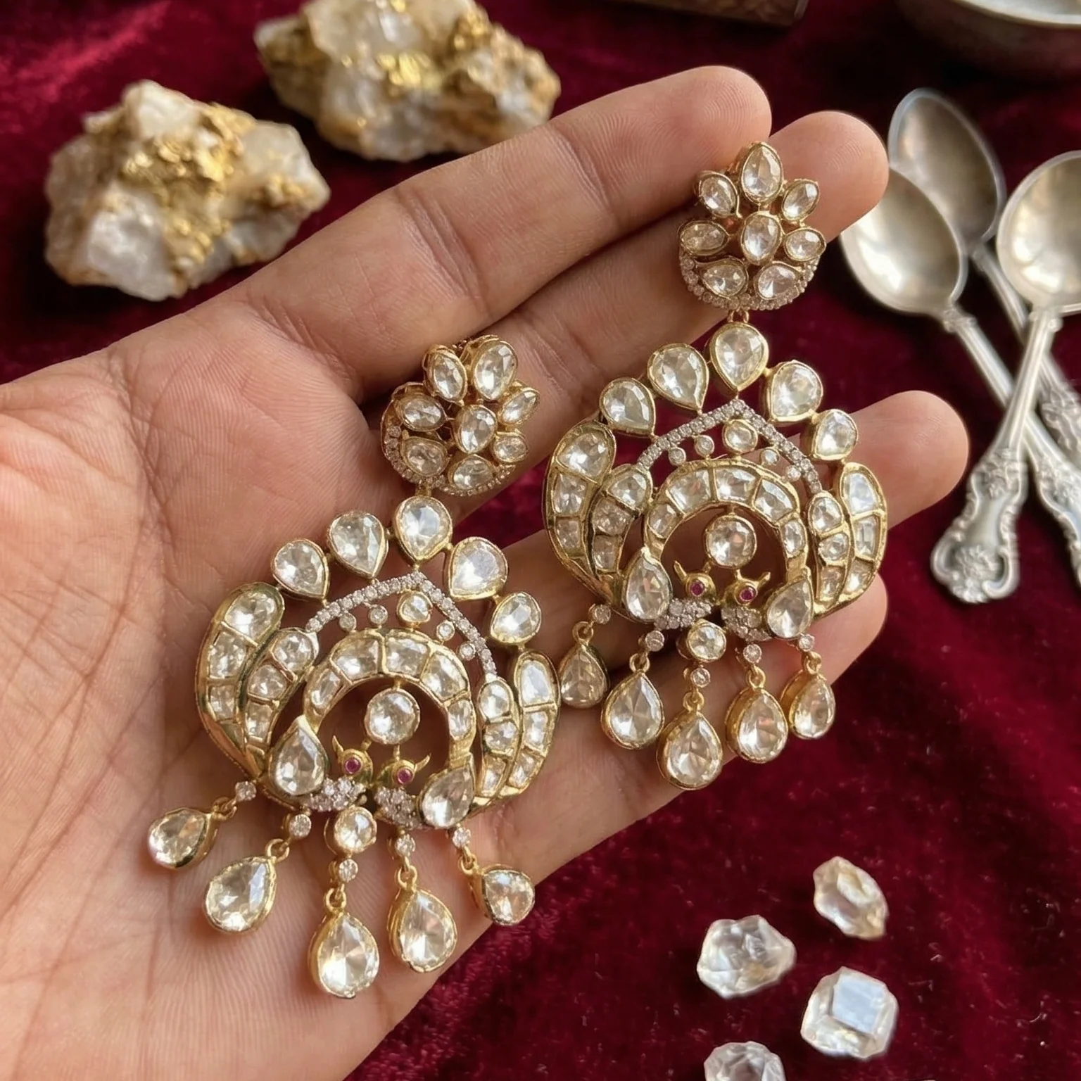 Timeless Crescent Polki Chandbalis - Image 2