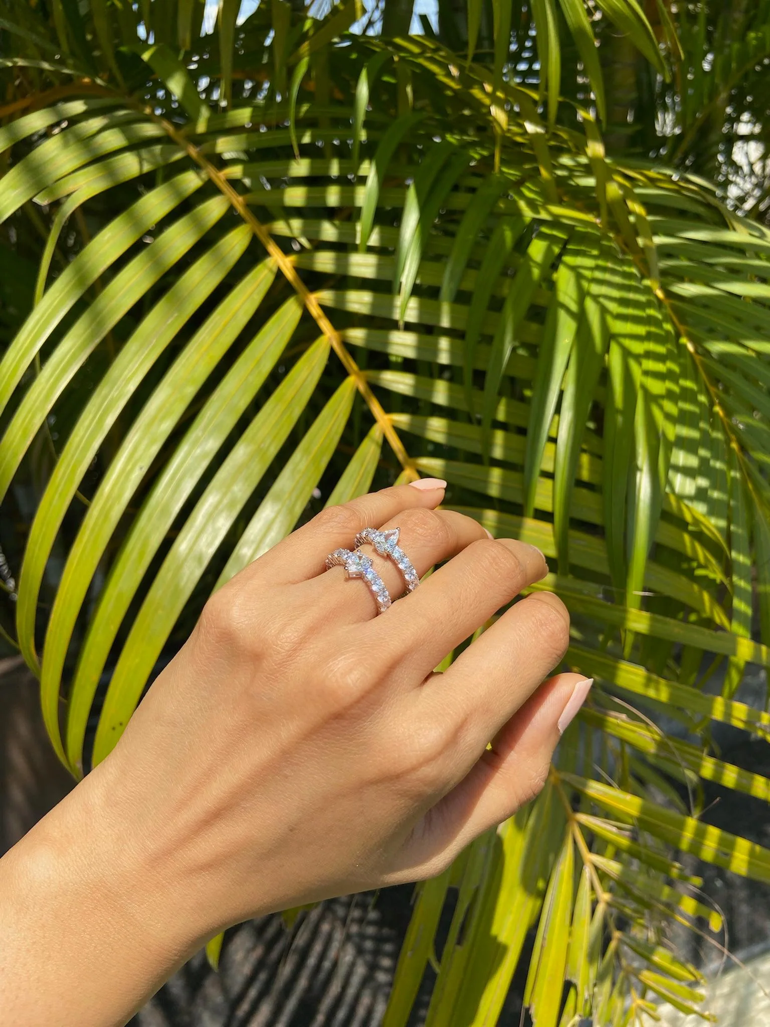 Twin Pear Floating Band ring - Image 2