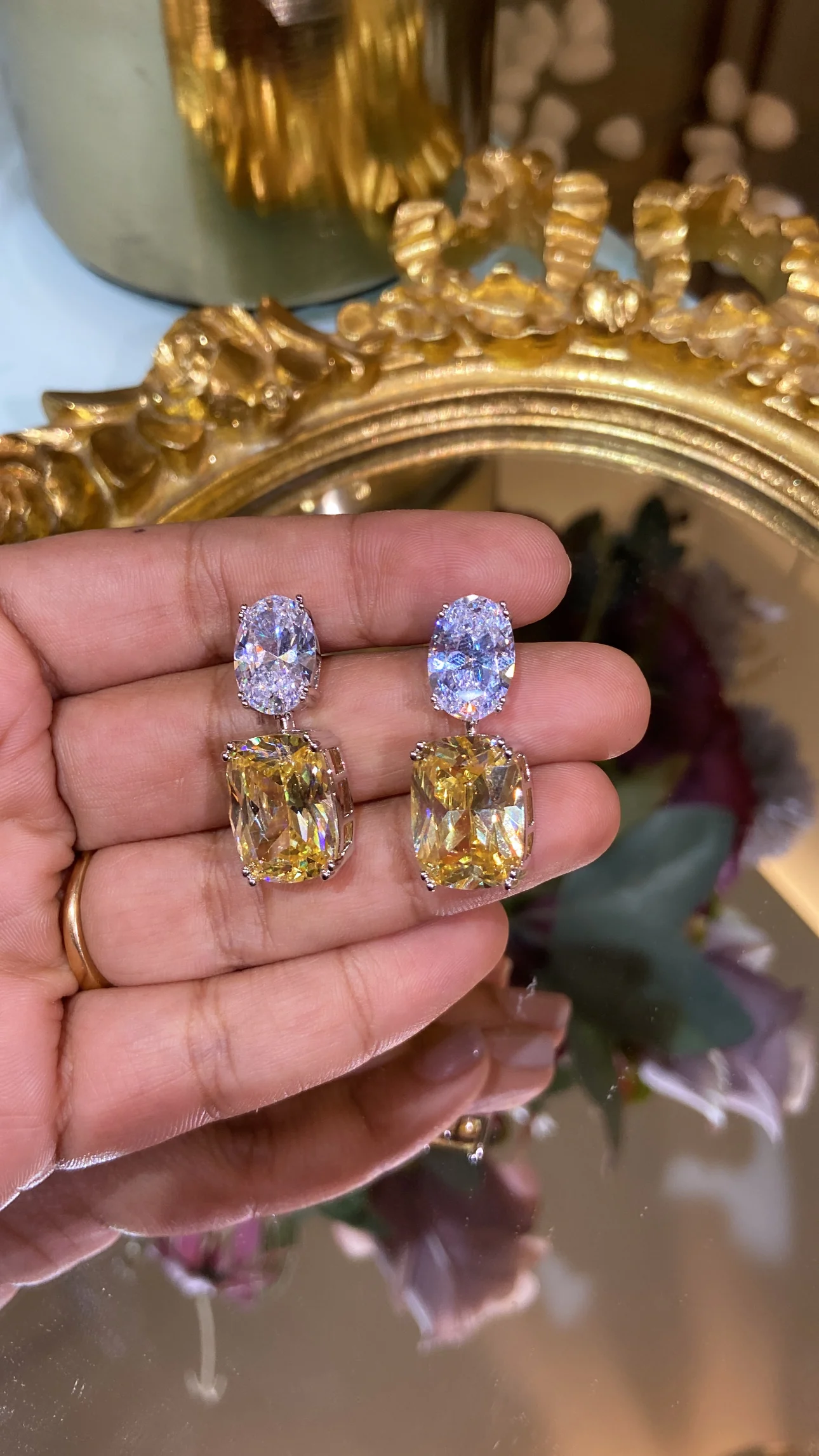 Yellow citrine classic Earrings - Image 2